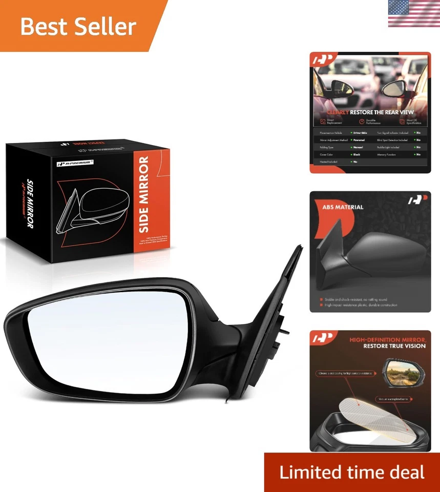 Durable Driver Side Power Door Mirror for 2012-2017 Hyundai Accent - Non-Heated Foto 1 de 4