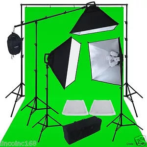 Photo Studio Video Light Lighting 9x21 Green Background Stands Case Kits - Picture 1 of 11