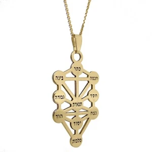 Kabbalah Pendant Ten Sefirot Gold 14k Amulet Talisman Tree of Life Judaica Gift - Picture 1 of 1