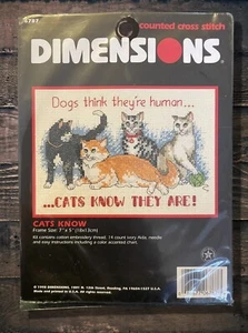 De Colección Dimensiones "Cats Know" 5"x7" Contado Punto de Cruz Sellado y Kit Completo 6787 - Imagen 1 de 24