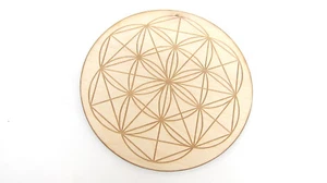 Baltic Birch Flower of Life Grid Board 8in Healing Crystals Protection Blessing - Foto 1 di 2