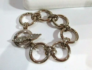 Pulsera Victoria Secret de eslabones llamativos de oro rosa con cierre de pedrería 8" L - Imagen 1 de 4