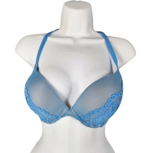 Fredericks Of Hollywood Heartthrob Lace Push-Up Bra 32DD Blue Mesh - Picture 1 of 5