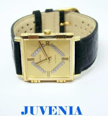 Nuevo de Lote Antiguo Reloj JUVENIA MACHO Para Hombres 25J AUTOMÁTICO 8902 Esfera Diamante REVISADO Foto 1 de 4