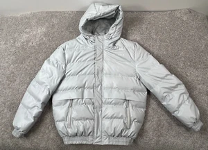 YOUNGLA Jacket Mens XL Gray Model 533 Hood Logo Puffer Athletic Active - Picture 1 of 12
