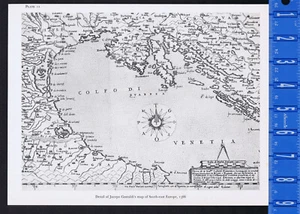 Section Giacomo Gastaldis' Map Southeast Europe Gulf of Venice (1566)-Map Print - Picture 1 of 1