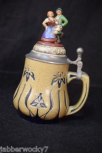 Vintage Gerz Pottery Lidded Beer Stein with Beer Hall Dancers - Picture 1 of 8