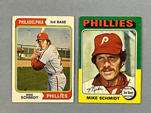 1974 & 1975 Topps   Mike Schmidt   2nd and 3rd Year Cards   Lot of 2   HOF