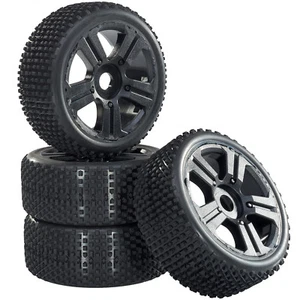 Buggy Tire Rim Set Hunter with 5 Spoke Rim Black 1:8 4 Piece partCore - Picture 1 of 3