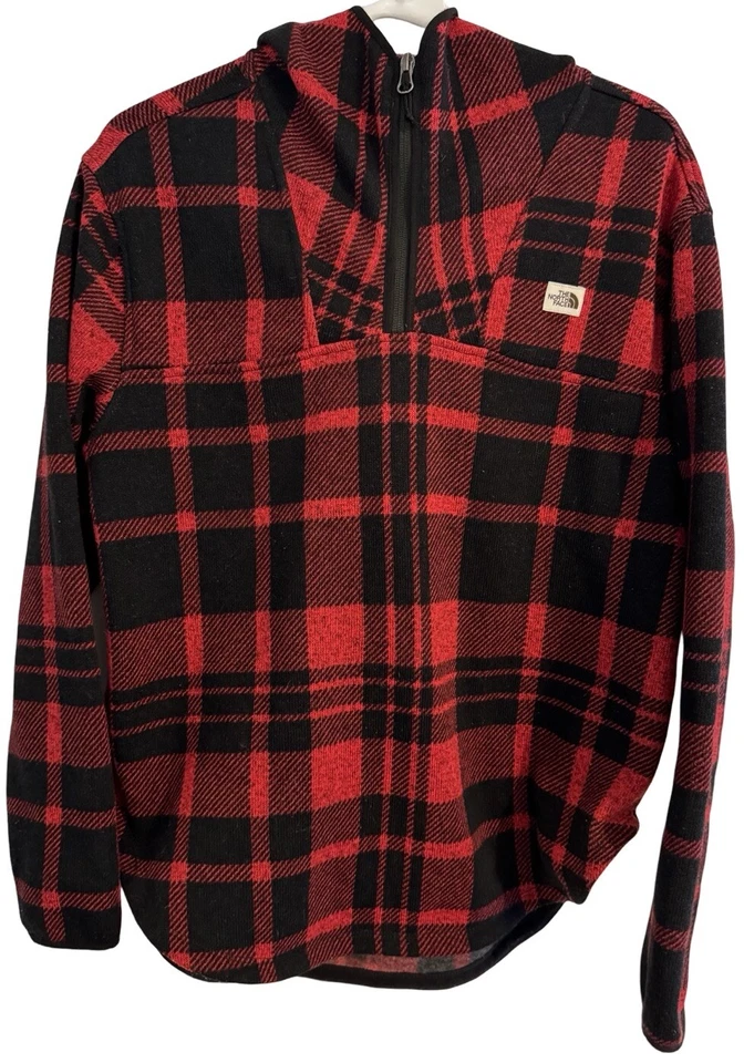 Sudadera con capucha pulóver Campshire The North Face TNF para mujer mediana Buffalo a cuadros 1/4 cremallera Foto 1 de 4