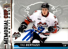 Tag Bertuzzi Signed Auto 18/19 Upper Deck CHL Memorial Cup card Guelph Storm