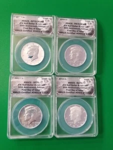 2014 JFK argento mezzo dollaro set di 4 monete 50 ° anniversario tutto classificato 70 perfetto * - Foto 1 di 6