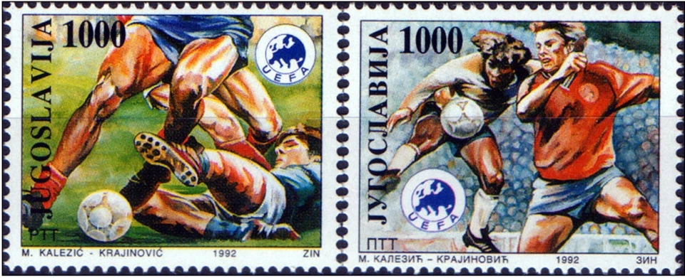 Yugoslavia 1992 ☀ Football Euro cup Sweden set ☀ MNH ** - Image 1 of 1