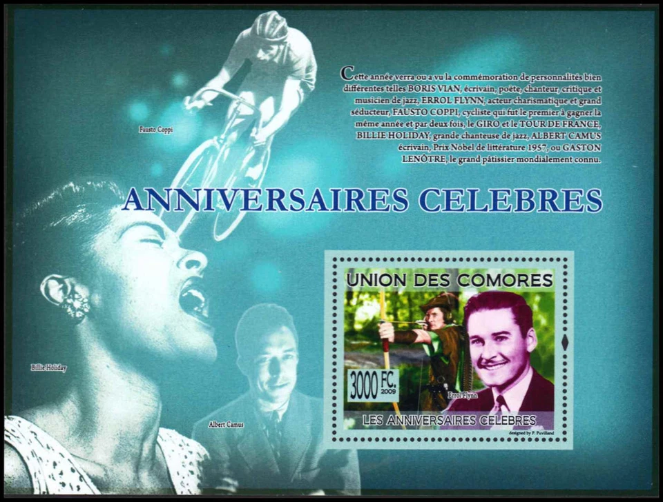 COMORO ISLANDS 2295 - Celebrity Anniversarues "Erol Flynn" (pb90052) - Image 1 of 1