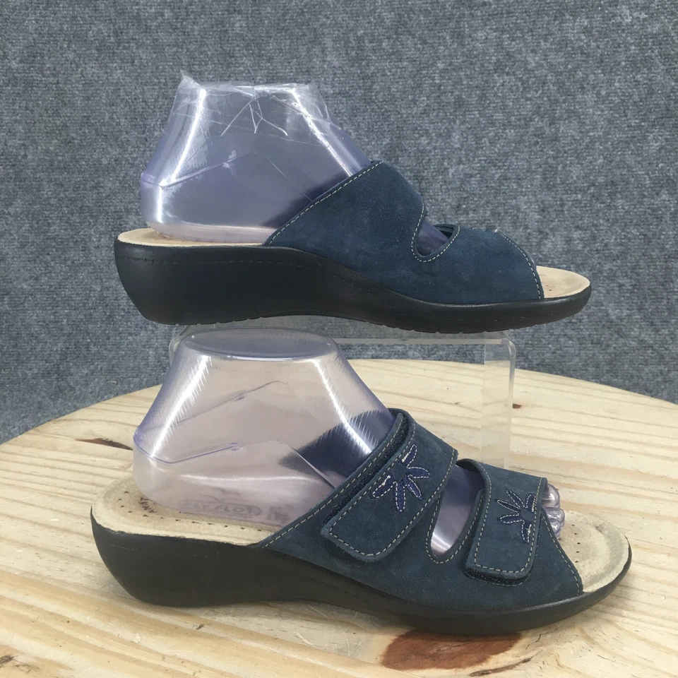 Sandalias Fly Flot para mujer 40 Maylis doble correa cuña deslizable gamuza azul sin cordones Foto 1 de 4