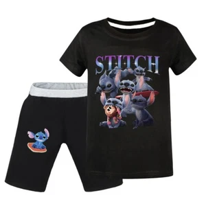 Boys Girls Stitch Cartoon Graphics Printed T-Shirts Set Shirt Tops Tees Outfit - Picture 1 of 22