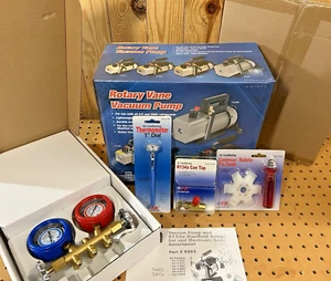 FJC Vacuum Pump, R134a Mainfold Gauge Set, Electronic Scale and Accessories - Picture 1 of 5