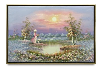 NY Art-Original Oil Painting of Bob Ross Style Landscape  On Canvas 24x36 Framed - Image 1 of 4