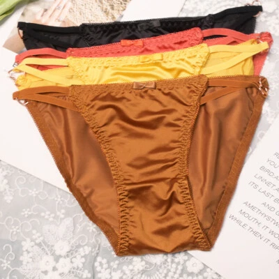 4 Упаковки лот сексуальных женщин заниженной атласные трусики бриф бикини нижнее белье белье белье - Изображение 1 из 4