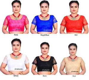 Fertige Sari Bluse, Designer Sari Bluse, goldene Netzbluse, Choli, Indianer Top - Bild 1 von 10