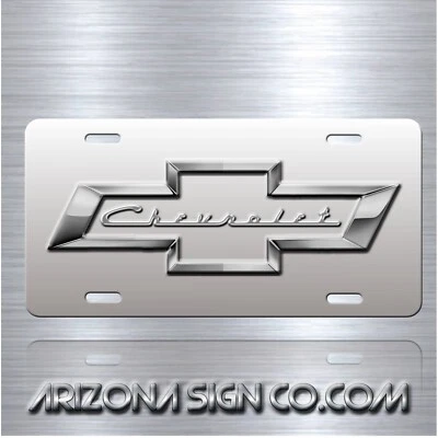 Chevrolet Chevy Pajarita Inspirada Arte en Aluminio Placa Etiqueta Gris Foto 1 de 4