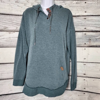 Maurices Green Plaid Lined Hoodie Women’s Medium Button Neck Kangaroo Pocket — 第 1/4 张图片