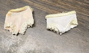 Vintage Barbie Doll Panties Lingerie Underwear Pair White Pink Lace - Picture 1 of 3