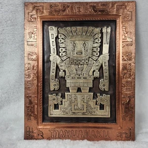 Bolivian Tiahuanacu Portrait made of Copper Handmade 15 1/2" X 12 Miguel Garnica - Picture 1 of 10