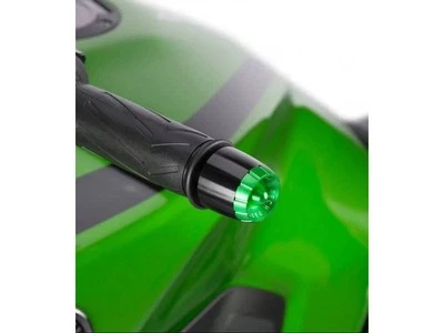 Puig Black Thruster Bar Ends and Green Caps Kawasaki Versys 650 Tourer 2015-2022 - Image 1 of 4