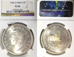 South Africa 1949 5 Shillings Superb Gem Proof Like NGC PL 66 PQ, Mintage 2,000 - Picture 1 of 1