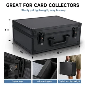 Locking Card Storage Box for Toploaders & Magnetics Waterproof Hard Travel Case - Picture 1 of 6