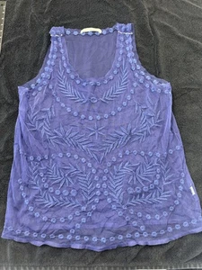 LC Lauren Conrad Blue Mesh Embrodred See Through Top - Picture 1 of 9