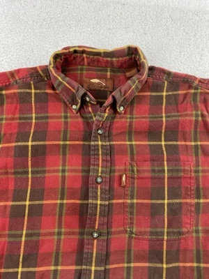 Camisa de franela Bob Timberlake para hombre grande roja a cuadros manga larga abotonada senderismo Foto 1 de 4