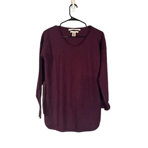 Max Studio Maroon Long Sleeve Scoop Neck Merino Wool Knit Sweater Women Sz L - Picture 1 of 7
