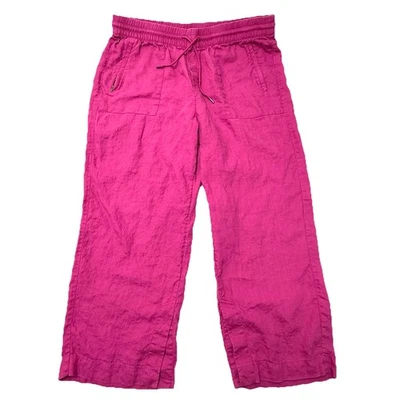 Pantalones de viaje Athleta Retreat rosa 100 % lino tiro alto pierna ancha para mujer talla 1X Foto 1 de 4