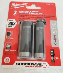 Milwaukee 3/8 in. Drive Shockwave Impact Duty Deep Well Socket Set (3-Pack) - Picture 1 of 3
