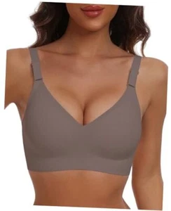 Comfortable Seamless Full Coverage Bra for Women Wireless Bras Large Coffee - Picture 1 of 8
