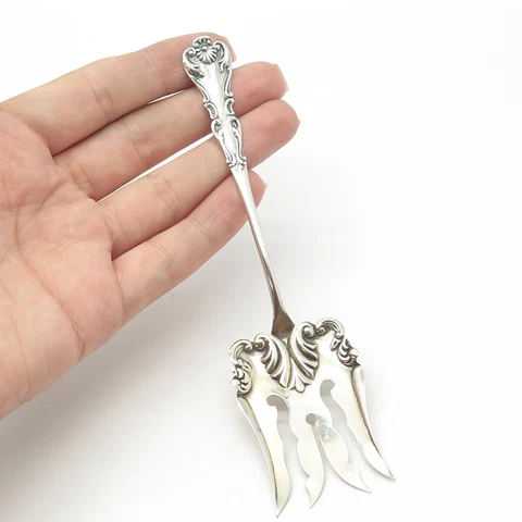 925 Sterling Silver Antique Victorian Old King Handcrafted Serving Fork Cover