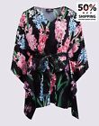 RRP€240 GLAMOUR GIRL Satin Tunic Top IT50 US16 UK18 XXXL Floral Belted V-Neck