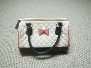 Betsey Johnson Purse Handbag Bow Quilted Black White Pink