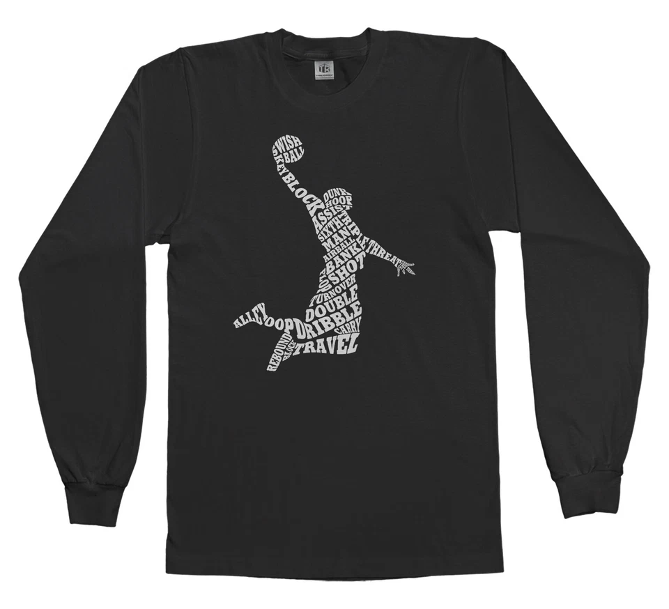 Boys Basketball Player Typography Youth Long Sleeve T-Shirt Team Gift Idea - Image 1 of 1