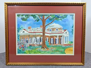 VTG 1988 Sharon M. Boyle Original Watercolor Architectural Painting Monticello - Picture 1 of 4