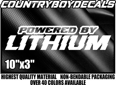 POWERED BY LITHIUM 10" Vinyl Decal Sticker EV Hybrid Electric Tesla Rivian Car - Image 1 of 3