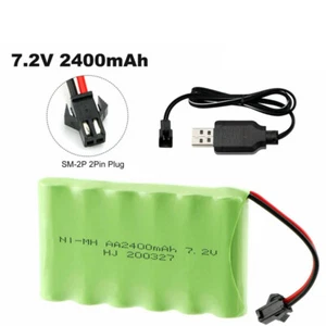 7.2V 2400mAh Rechargeable Ni-MH Battery Pack SM-2P 2Pin Plug for RC Truck Cars - Picture 1 of 7