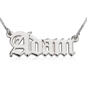 Collar personalizado con nombre inglés antiguo caja de plata esterlina o cadena de cable - Imagen 1 de 3