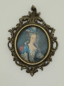 Antique Marie Antoinette Portrait Silk Cushion Pendant Picture Frame - Picture 1 of 8