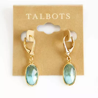 New Talbots Minimalist Crystal Oval Drop Earrings Chic Women Everyday Jewelry - Image 1 of 4