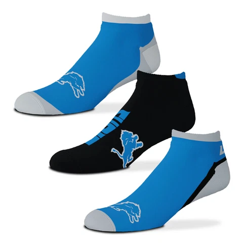 Detroit Lions NFL Flash 3 Pack No Show Mens Large Socks Fits Size 10-13 Fan Gift Cover