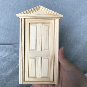 Casa de muñecas 1/12 miniatura sin pintar 4 paneles exterior puerta de madera accesorios hágalo usted mismo - Imagen 1 de 12