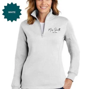 Mrs Sweatshirt Custom Sweatshirt, Braut Personalisiert Quarter Zip Shirt, Dusche G - Bild 1 von 17